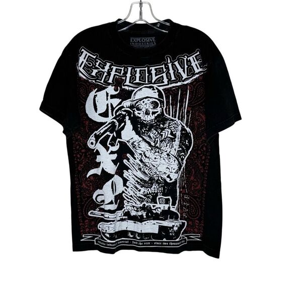 Explosive Industries Black Short Sleeve Graphic Shirt Size M Punk Rock - Picture 1 of 8